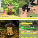 Solar Bird Feeders for Outdoors, Metal Hanging Bird Feeder with 3 Water Cups,Rust Resistant, Solar Garden Lantern for Outdoors Decor,The Perfect Choice for Gift(2.5LB)
