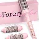 Farery PRO 3-in-1 Thermal Brush Set - Adjustable Temperature, Detachable Curling Brush Heads (1.25", 1.5", 1.77"), Dual MCH, 20s Fast Heating for Quick Volume & Effortless Curls, Rose Pink