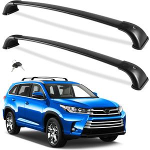 Lockable Roof Rack Cross Bars 220lb Compatible with 2014-2019 Toyota Highlander XLE Limited & SE & LE Plus & LE with Anti-Theft Metal Heavy Duty Crossbars Black Rooftop Luggage Carrier