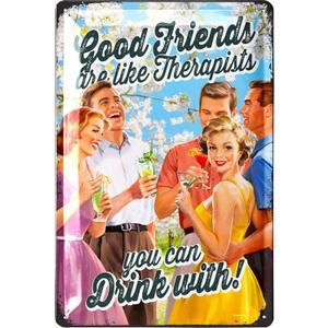 Vintage Tin Sign - GROUP THERAPY - Bar Signs for Man Cave, Drinking Signs, Metal Vintage, Funny Bar Signs, 12x8