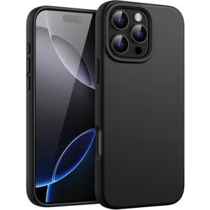 JETech Liquid Silicone Case for iPhone 16 Pro Max 6.9-Inch, Silky Soft Touch Full-Body Protective Phone Case, Anti-Scratch Shockproof Cover with Microfiber Lining (Black)