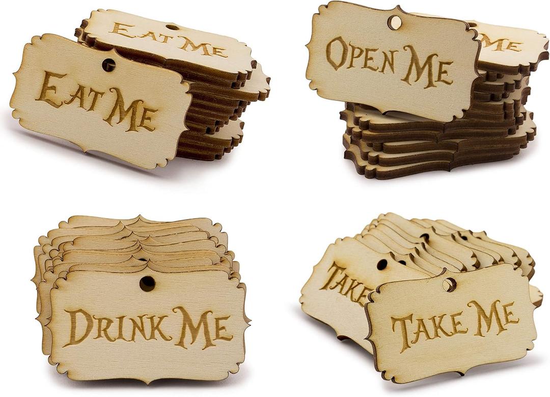 Summer-Ray 80pcs Alice in The Wonderland Wooden Party Favor Tags (Mixed Lot)