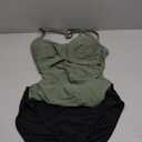 B2prity Women's Ruched Tankini Suimsuits V Neck Wrap Tie Back Two Pieces Bathing Suit Tummy Control Swimwear Army Green, Black, S