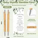 Yeaqee 100 Sets Greenery Baby Shower Pen Gifts for Guest Greenery Woodland Baby Shower Favors Retractable Pens Bamboo Pens Gender Reveal Greeting Cards Souvenirs Prizes