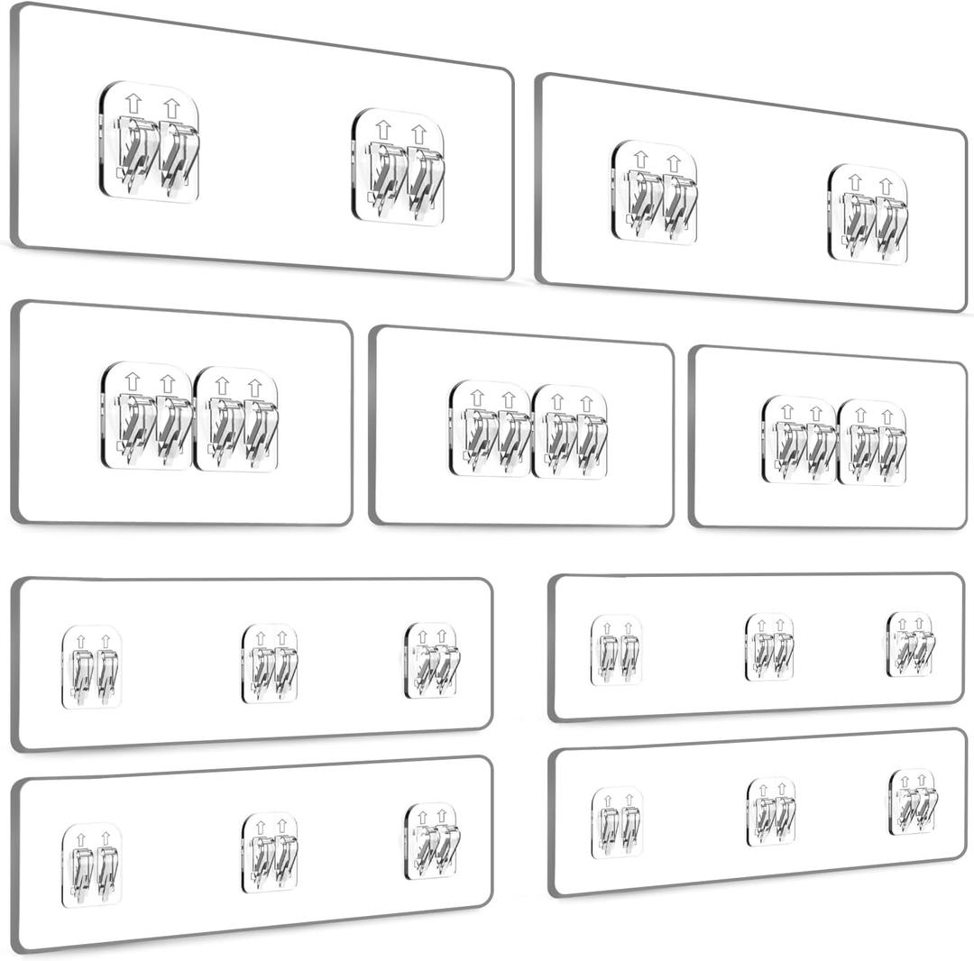 YASONIC 9-Pack Shower Caddy Adhesive Replacement - Transparent Shower Adhesive Strips, No Drilling Hooks for Bath Storage Shelves, Kitchen Racks, Basket & Soap Holder