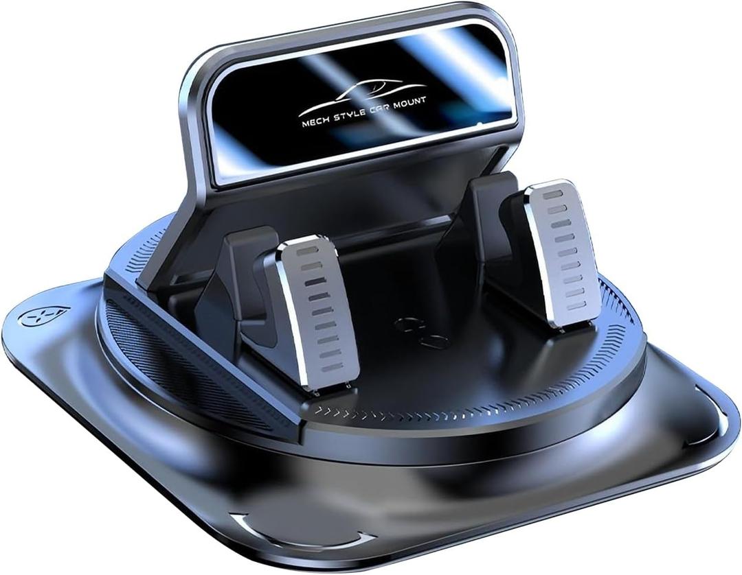 Dashboard Mobile Phone Holder, 360-degree Rotation Anti-slip Double-layer Shock-absorbing Pad for Stable & Vibration-free Navigation Support, One-handed Removal Placement (Black)