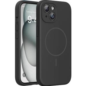 Miracase Magnetic for iPhone 15 Case, [Soft Anti-Scratch Microfiber Lining], Compatible with MagSafe, Liquid Silicone Case Shockproof Drop Protection Phone Case for 15, Black Magnetic