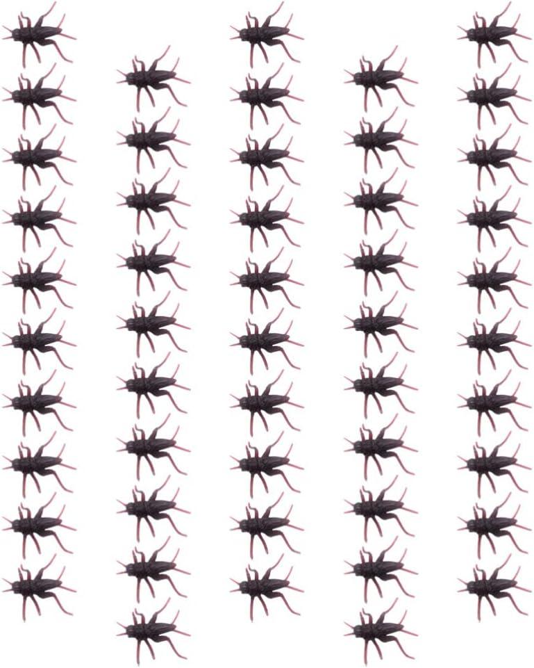 Toyvian Plastic Cricket Prank Props, Scary Pranks for Adults, Fake Realistic Cricket Fun Prop for Halloween Party Favor, Kids 50 Pieces (4.50X4.00X0.60CM)