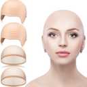 WILLBOND 4 Pcs Bald Cap Makeup Latex Bald Head Caps for Adults Women Men Makeup Costume Accessories for Halloween Party Cosplay Theater