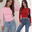 TNNZEET Long Sleeve Shirts for Women Basic Soft Tees Fashion Crop Tops Fall Spring Y2K Tight Clothes for Casual Workout 2026 (Black, M)