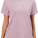 Womens Workout Tops Short Sleeve Shirts Dry Fit Athletic Running Basic Tee 2025 Lightweight Crewneck Summer Outfits (X-Large, Geranium Purple)