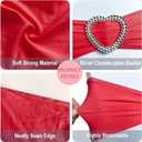 Red Chair Sashes 60 Pack Spandex Red Sashes for Chairs Universal Spandex Chair Sashes Bands with Heart Buckle Slider for Wedding Banquet Party Decorations