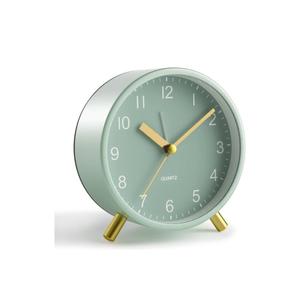 Analog Alarm Clock, 4 inch Super Silent Non Ticking Small Clock with Night Light, Battery Operated, Simple Design, easy setting for Office, Bedroom, Bedside, Desk, teens, elders, kids, adult, Green