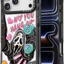 Rosarnnah for iPhone 17 Pro Case Cute - Compatible with Magsafe - Military-Grade 20 ft Drop Protection Shockproof Phone Case - Funny Skeleton Design (6.3") Black