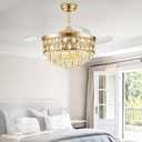 Deliyfans 52'' Fandelier Ceiling Fan with Light, Chandelier Fan, Gold