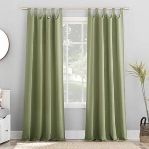 Sun Zero Easton Energy Saving Blackout Tab Top Curtain Panel, 40" x 84", Sage Green