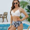 Women's Twist Front V Neck Bikini Top Padded Adjustable Spaghetti Straps Bathing Suit Tops Only (XL)