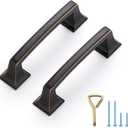Ravinte 10 Pack Kitchen Cabinet Handles Drawer Pulls Oil Rubbed Bronze 3 inch Hole Centers Sturdy Big Square Base Kitchen Cabinet Pulls Kitchen Cabinet Hardware Drawer Handles