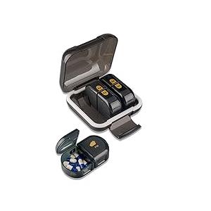 Pill Box, Medicine Box, Morning, Noon, Evening, Supplements Box for Food, Vatimin Storage Organiser for On the Go at Home, 7 Compartments, Black 