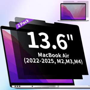 2-Pack Privacy Screen Protector for MacBook Air 13.6 Inch (2022-2025, M2, M3, M4)  Matte Laptop Privacy Screen Anti Blue Light Glare Filter for Models A2681 A3113 A3240