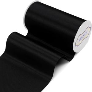 Black Satin Ribbon, 6" x 22 Yards Wide Black Ribbon, Solid Large Ribbons for Cutting Ceremony, Grand Opening, Wedding Chair Sash, Car Decor, Gift Wrapping, Party Decoration