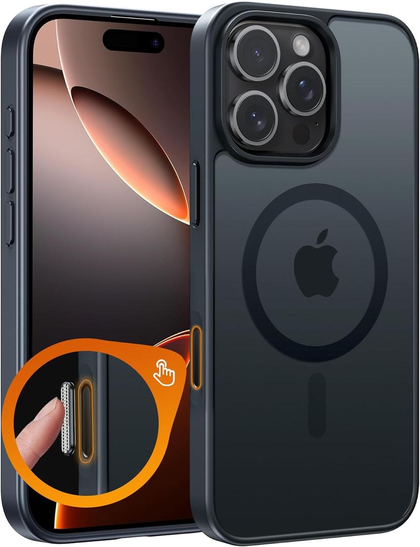 FNTCASE for iPhone 16 Pro-Max Case: Magnetic Matte Translucent Military Grade Drop Protective Phone Case | Shockproof Thin Rugged Durable Protection Bumper Cover