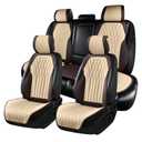BWTJF Car Seat Covers, Front and Rear Seat Protector for Cars Waterproof Non-Slip, Leather Seat Protector Universal Fit for Suvs,Vans,Trucks (Brown&Beige, Full Set)