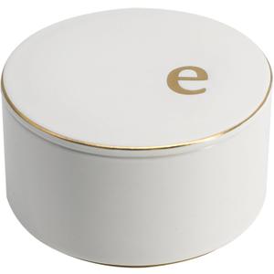 COLLECTIVE HOME - Ceramic Jewelry Box, Elegant Embossed Jewelry Holder, Trinket Organizer with Gold Monogram Lid, Storage for Ring Necklace Bracelet Earrings, Rings and Accessories (e)