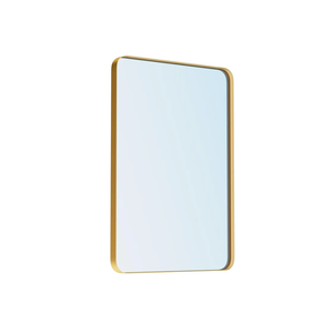 Gold Bathroom Mirror for Wall, 24 x 36 Inch Metal Framed Rounded Rectangle Vanity Mirror Modern Farmhouse, 1/4-inch Shatterproof Glass | Ultra-Flush Hanging