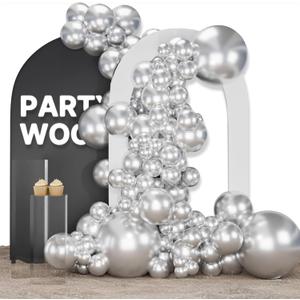 PartyWoo Silver Balloons 123 pcs Different Sizes of 18 12 10 5 Inch Silver Balloon Arch Kit Garland for Birthday Graduation Bachelorette Engagement Bridal Shower Wedding Party Decorations Silver-G102