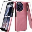 Ailiber for Cricket Icon Pro 2026 Phone Case, AT&T Motivate Pro 2 5G Case with Screen Protector, Dual Layer Shockproof, Silicone Bumper Non Slip Back, Heavy Duty Rugged Cell Phone Cover-Rose Gold