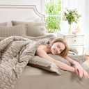 CozyLux Full Size Comforter Sets with Sheets 7 Pieces, Khaki Seersucker Bed in a Bag Textured Luxury Soft Bedding Sets with Down Alternative Comforter, Sheets, Pillowcases & Shams for All Season