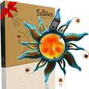 Solar Sun Wall Art - 18" Smiling Sun Face with LED Lights, 17.8"L x 1.4"W
