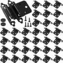Shimeyao 100 Pack (50 Pair) 1/2 Overlay Matte Black Cabinet Hinges Self Closing Bath & Kitchen Cabinet Hinges Black Flush Mount with Door Bumpers & Upgraded Screws