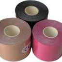 Generic Cotton Kinesiology Tape 3 Rolls, Waterproof Breathable Tape, Sports Kinesiology Tape. Self Adhesive Athletic Tape for Pain Relief, Latex-Free, (Mixed Colors: Black, Beige, and Pink)