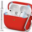 Ljusmicker for AirPods Pro 3 Case 2025 with Cleaner Kit,Soft Silicone Protective Cover for Apple AirPods Pro 3rd Generation Cases for Women Men,for AirPod Pro 3 Case with Keychain-Magnetic Red