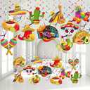 51 Pcs Mexican Fiesta Hanging Swirl Decorations Mexican Fiesta Cinco De Mayo Party Supplies Taco Twosday Bout a Birthday Theme Party Mexican Fiesta Ceiling Hanging Swirl Decoration Boys Girls Shower