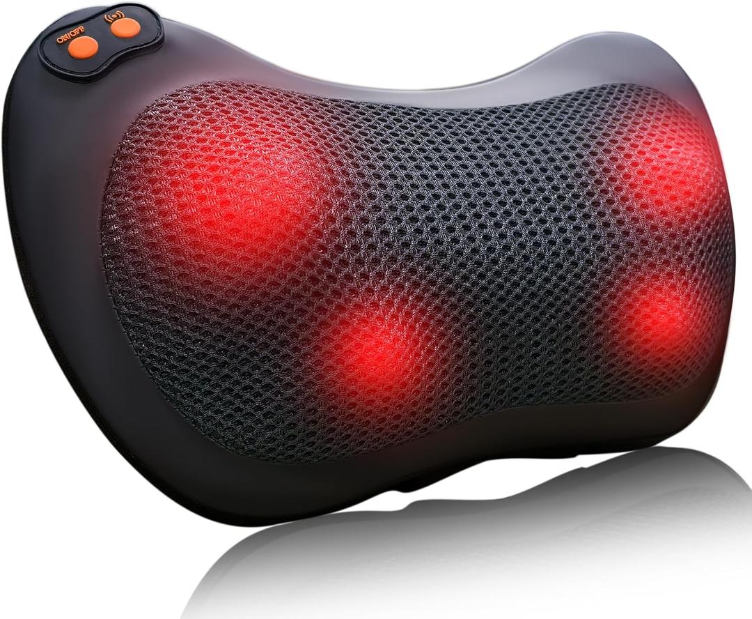 Shiatsu Back and Neck Massager with Heat Kneading Deep Tissue Massage Pillow for Lower Back Leg Shoulder, Lumbar Support Pillow for Office Chair, Gifts for Mom Dad Women Men