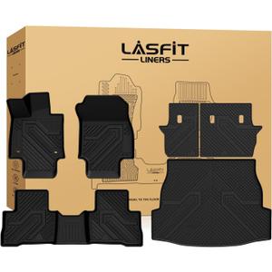 LASFIT Floor Mats&Trunk Mat Fit for Toyota RAV4 2019-2025 (Only Fit Hybrid) All Weather TPE Mats Custom Fit Floor Liner for Toyota RAV 4 1st and 2nd Row Full Set Car Mats and Cargo Liner, Black