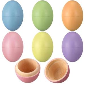 CroBlissful 6 Pcs Wooden Easter Eggs 2.76 Inch Fillable Fake Easter Eggs Bulk Reusable DIY Empty Wooden for Crafts Hunt Basket Stuffers Fillers Party Favor Decorations (Macaroon)