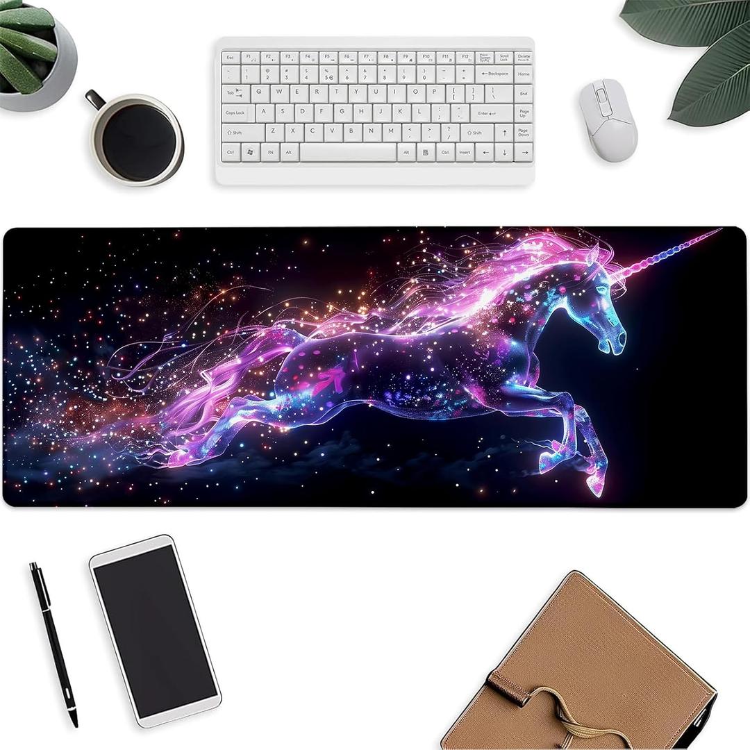 Cute Unicorn Mouse PadAstral Keyboard MatLaptop Computer Protector with Non-Slip Rubber BaseLarge Extended MousePads Gifts for Desk Office HomeDeskmat Decor 31.5" x 11.8"