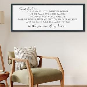 TQianJiang Christian Wall Art Bible Verse Spirit Lead Me Sign 24"×10" Religious Scripture Decor Large Inspirational Faith Quote for Catholic Living Room Home Prayer Room Christ Wall Hanging (Black)