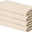 Artoid Mode 100% Cotton Beige Waffle Weave Kitchen Dish Cloths, 13x28 Inch Ultra Soft Absorbent Quick Drying Kitchen Dish Towels Set of 4