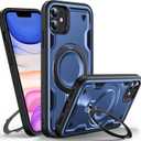 Designed for iPhone 11 Magnetic Case, Compatible with Magsafe, 10ft Drop Test Hard Rugged, 360 Rotating Ring Kickstand Heavy Duty Shockproof Protection Phone Case iPhone 11 Cover, Blue