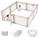 Doradotey Baby Playpen with Walk-in Door, Foldable Adjustable 8-Panel Play Yard for Babies & Toddlers, Large Safety Playpen with 360° Breathable Mesh, Anti-Slip Suction Cups, Indoor