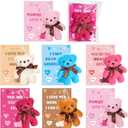 24 Packs Valentines Day Cards for Kids School with Mini Bears Plush Toy, Valentines Exchange Cards Gift Classroom Prize Party Favors School Rewards Gift Exchange