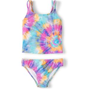 The Children's Place Girls Sleeveless Swimsuit Tankini Set, Time for Teal, 5-6 US