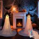 2 Packs Halloween Ghost Decorations Outdoor with RGB Lights - Remote Control & Timer, Spooky Decor for Porch, Yard, Garden, Party - Indoor/Outdoor Use (Battery Powered)