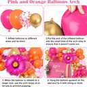 Ouddy Life 175Pcs Hot Pink and Orange Balloons Arch Garland Kit, Pink and Orange Party Decorations with Gold Balloons Foil Flowers for Women Wedding Bridal Tropical Bachelorette Birthday Decor, Large