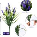 Geegoods Artificial Plants Flowers Outdoor 48 Bundles UV Resistant Faux Lavender Flowers with Monkey Grass for Garden Porch Window Patio Hanging Planter Decor